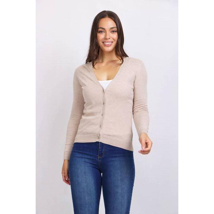 Button Thru Vneck Cardi - Raw - Willow and Vine