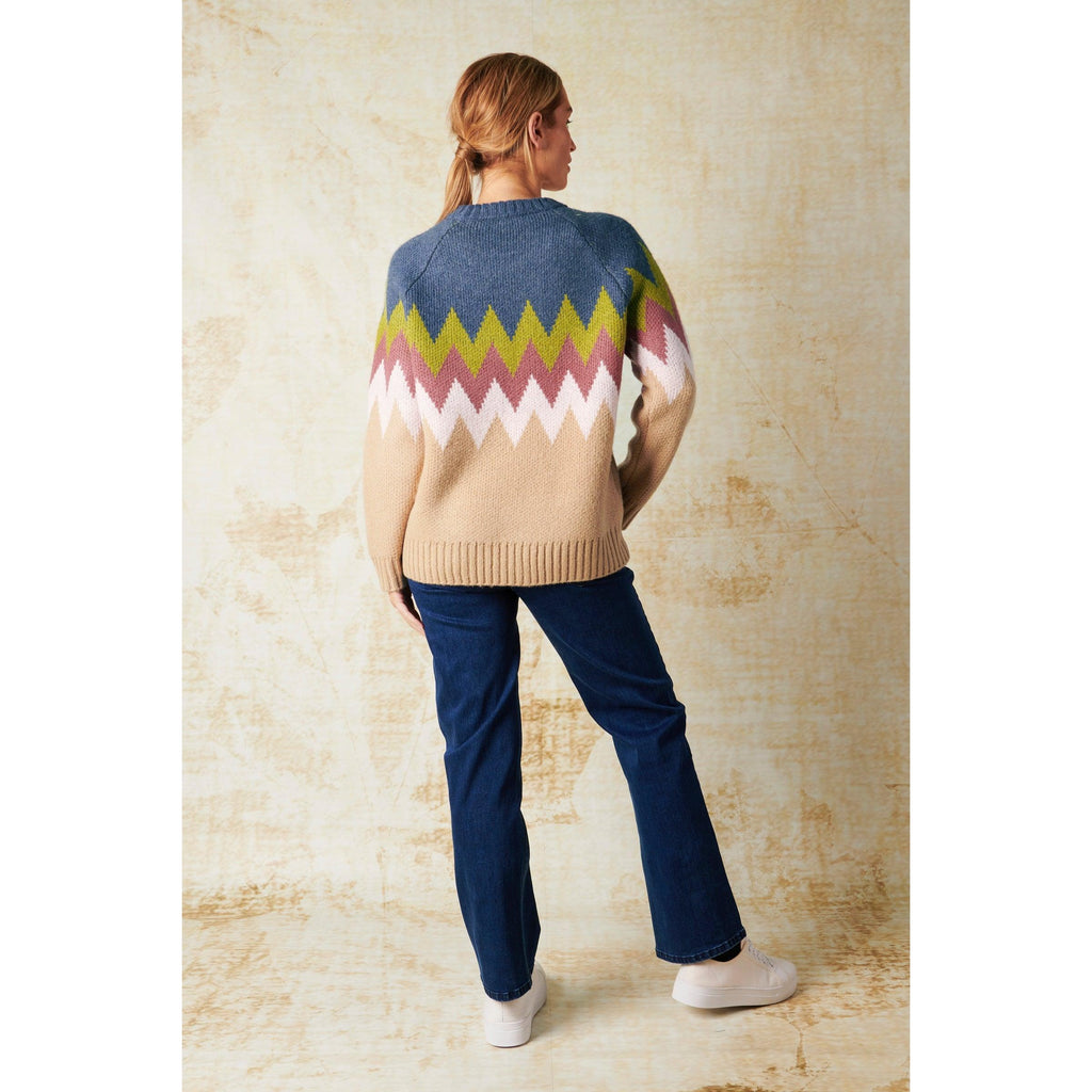 Chevron Jumper - Navy & Camel - Willow and Vine