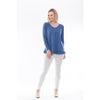 Cotton Frill Hem Long Sleeve Top - Denim - Willow and Vine