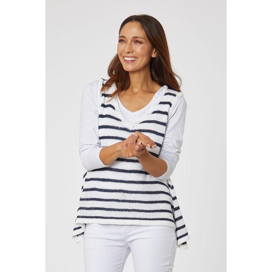 Jamie Tank - White/Blue Stripe - Willow and Vine