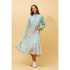 Long Sleeve Printed Tiered Dress Mint - Willow and Vine