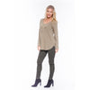 Long Sleeve V-Neck Applique Tee - Khaki - Willow and Vine