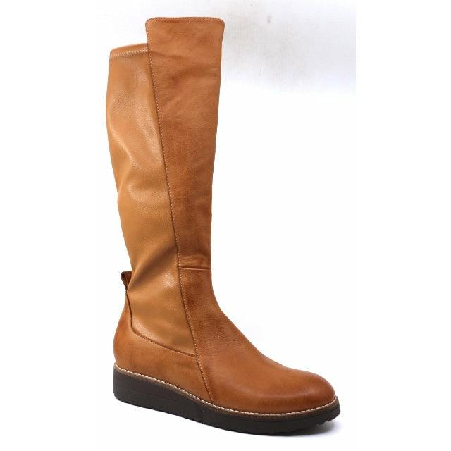 Oletta Leather Knee High Boots by Top End - Dark Tan - Willow and Vine