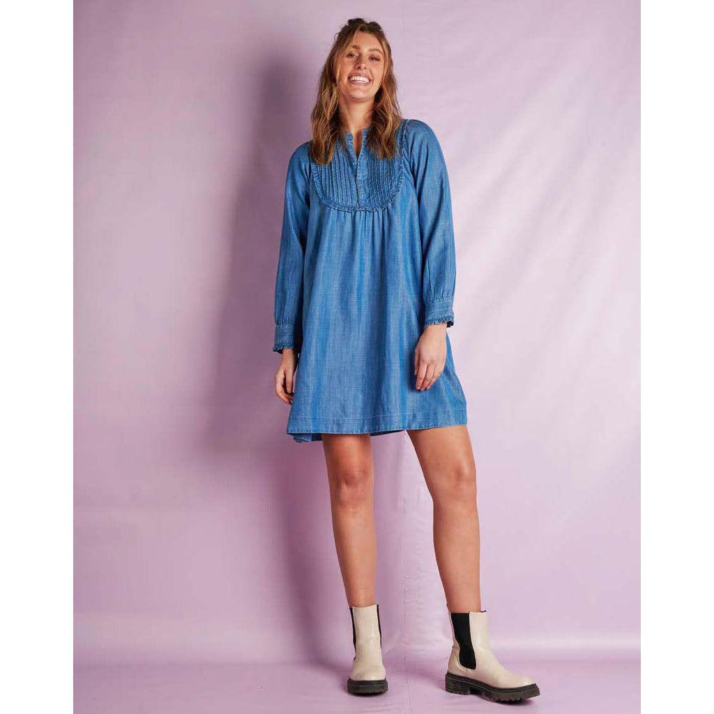 PinTuck Yoke Dress - Chambray Blue - Willow and Vine